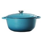 7-Quart Enameled Cast Iron Dutch Oven, Teal, Blue Sold by at Home