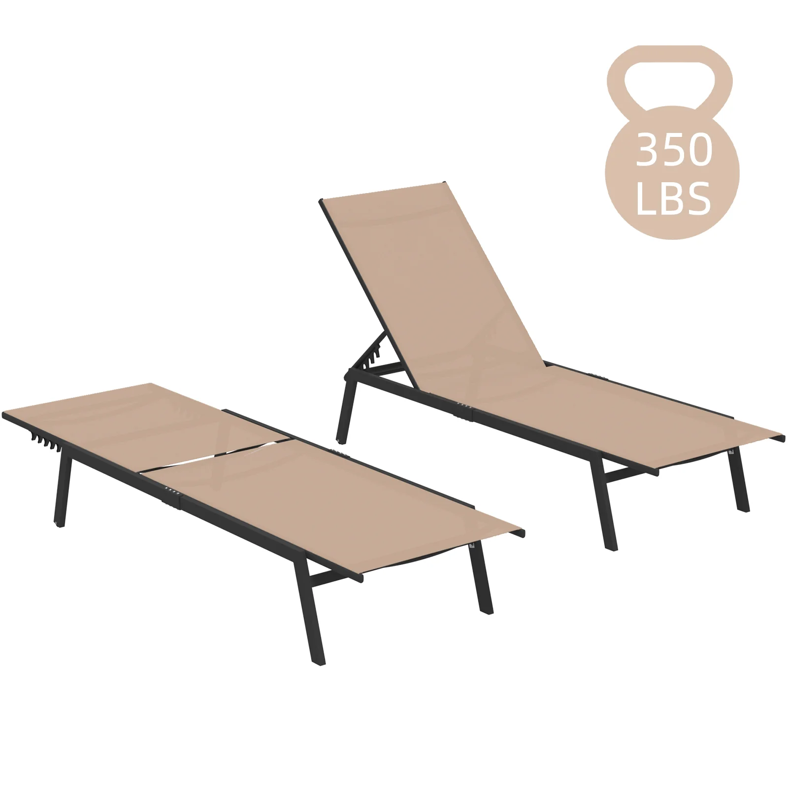 44c93dddee573c72c1350250b86c5a3635f1cf21ee0e687670a76b5029ab3828.webp AECOJOY Patio Lounge Chairs, Outdoor Chaise Lounge with Wheels, Beige, 2PCS - Image 1