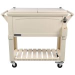 Permasteel PS-203F1-CREAM-AM 80 Quart Portable Rolling Patio Cooler, White