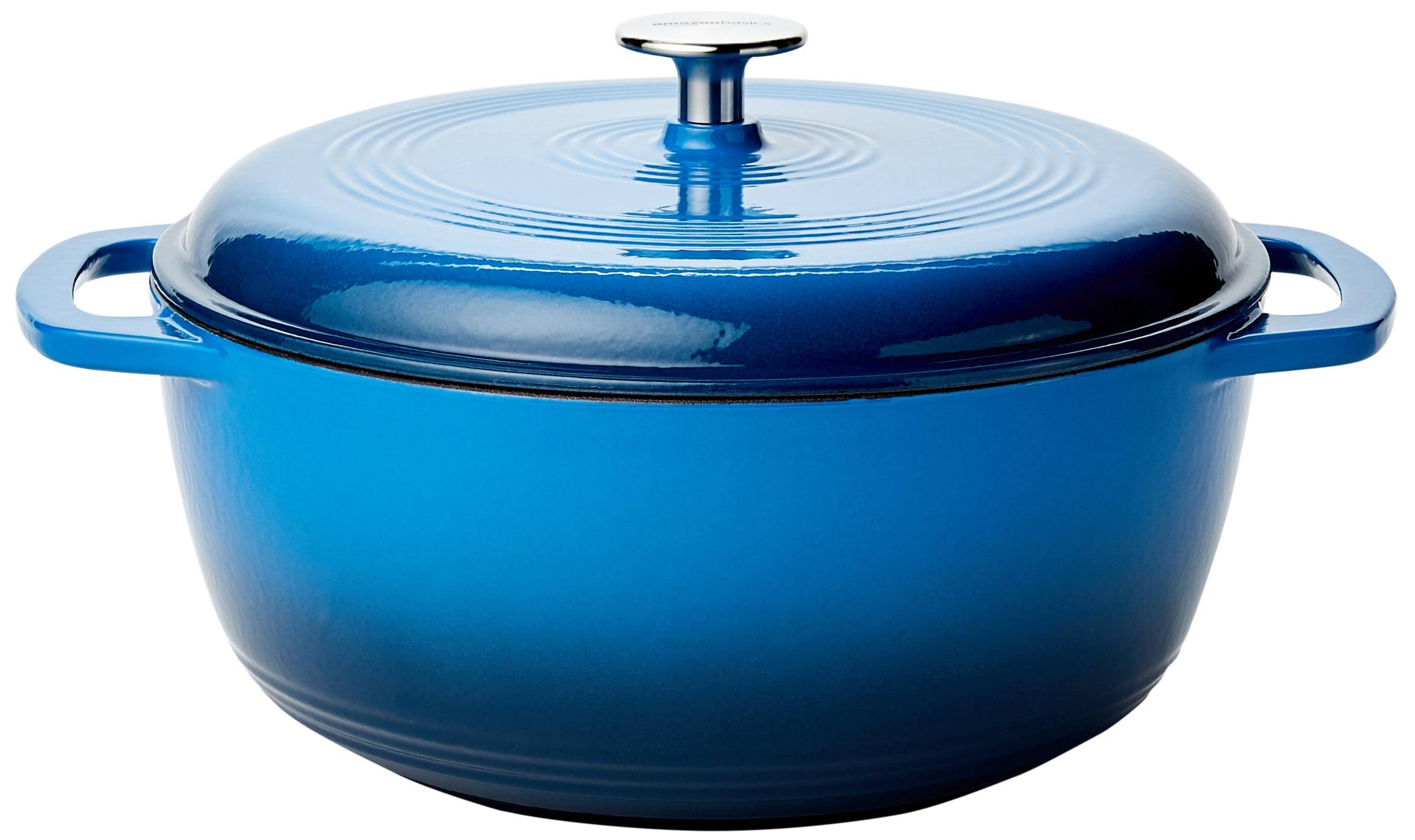 44de4e512b582011c35af3d00c6970d354d9c646dde389570ee1c6d9c3a00e45.jpg Basics Enameled Cast Iron Covered Dutch Oven, 6-Quart, Blue - Image 1