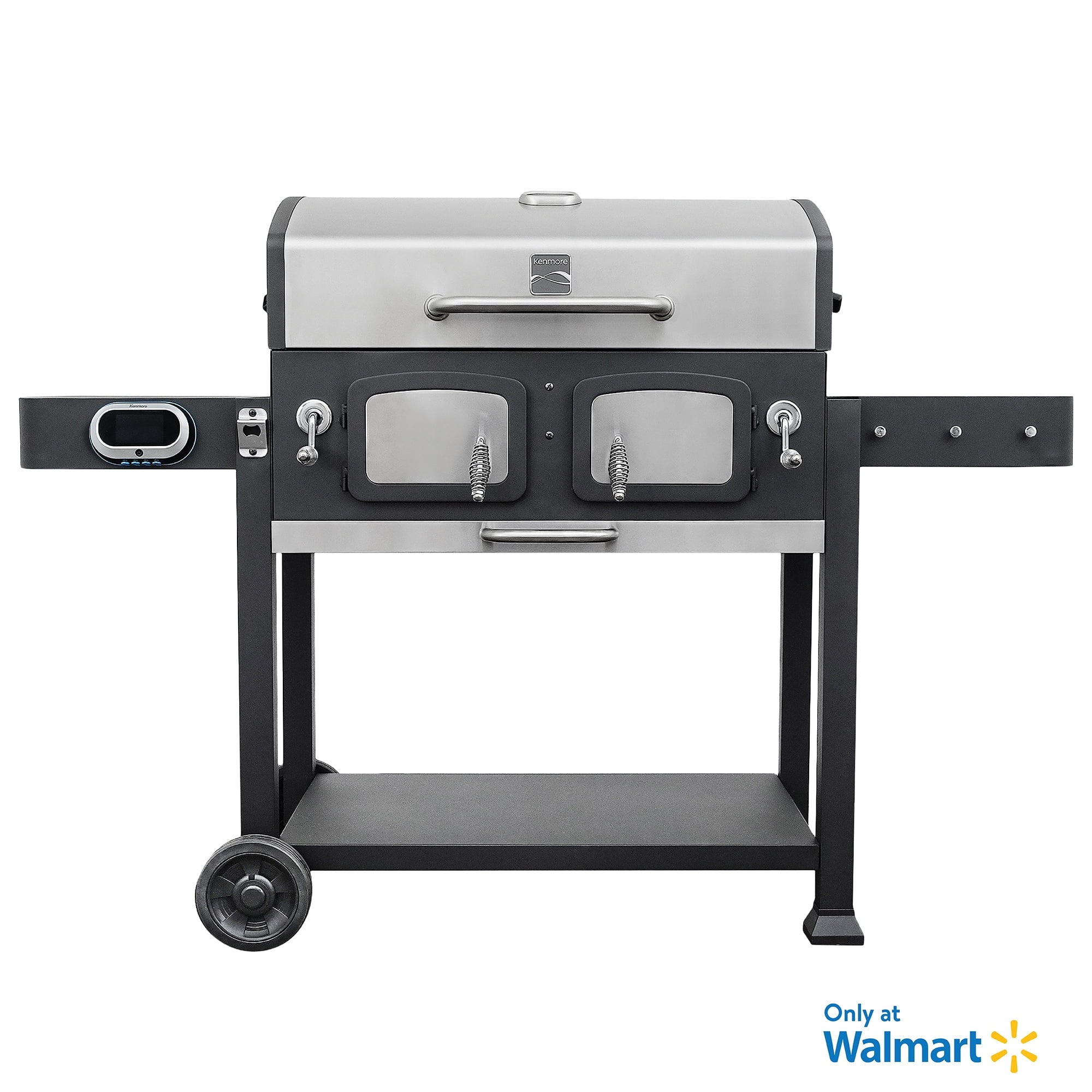 44e1ded3b575151ac53c780175b7eba03096b10f8702104506dbc19225cdd7f1.jpg 32-inch Smart Charcoal Grill with Bluetooth Meat Thermometer. LCD Display. and Temperature Probes. Stainless Steel/Black - Image 1
