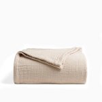 Under The Canopy Organic Cotton Matelasse Full/Queen Blanket in Taupe