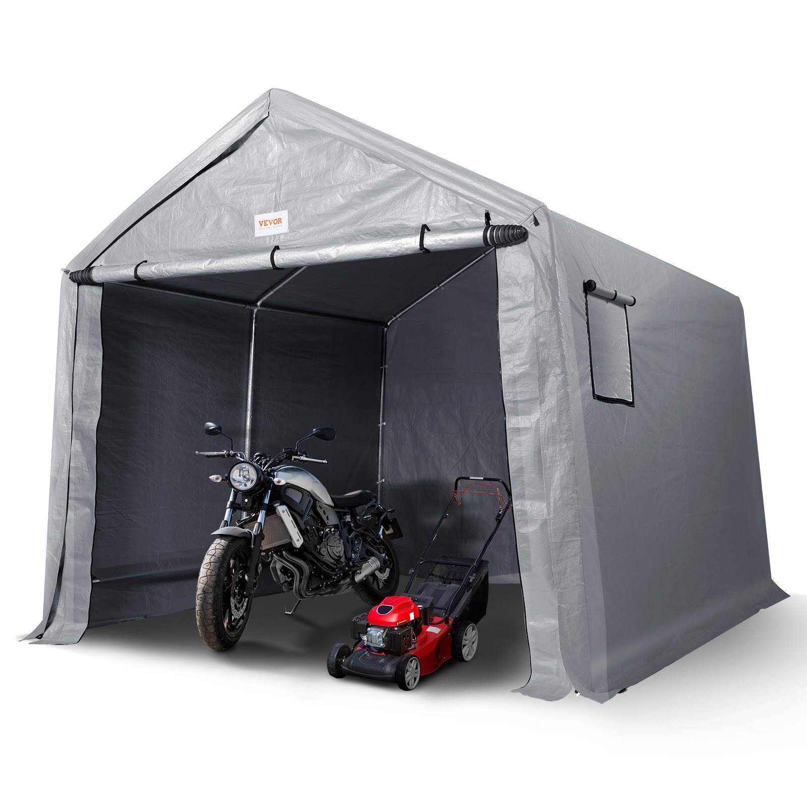 454f51c40ef17cd44fa8f70c82c4857288aa5bc38ef6a67d8f076e925de3bb7a.jpg VEVOR Portable Shed Outdoor Storage Shelter, 10 x 10 x 8.5 ft Heavy Duty All-Season Instant Storage Tent Tarp Sheds with Roll-Up Zipper Door and Venti - Image 1