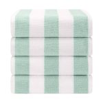 American Soft Linen, 100% Cotton 4 Pack Beach Towels, 30" x 60" Cabana Striped Pool Towels, Mint