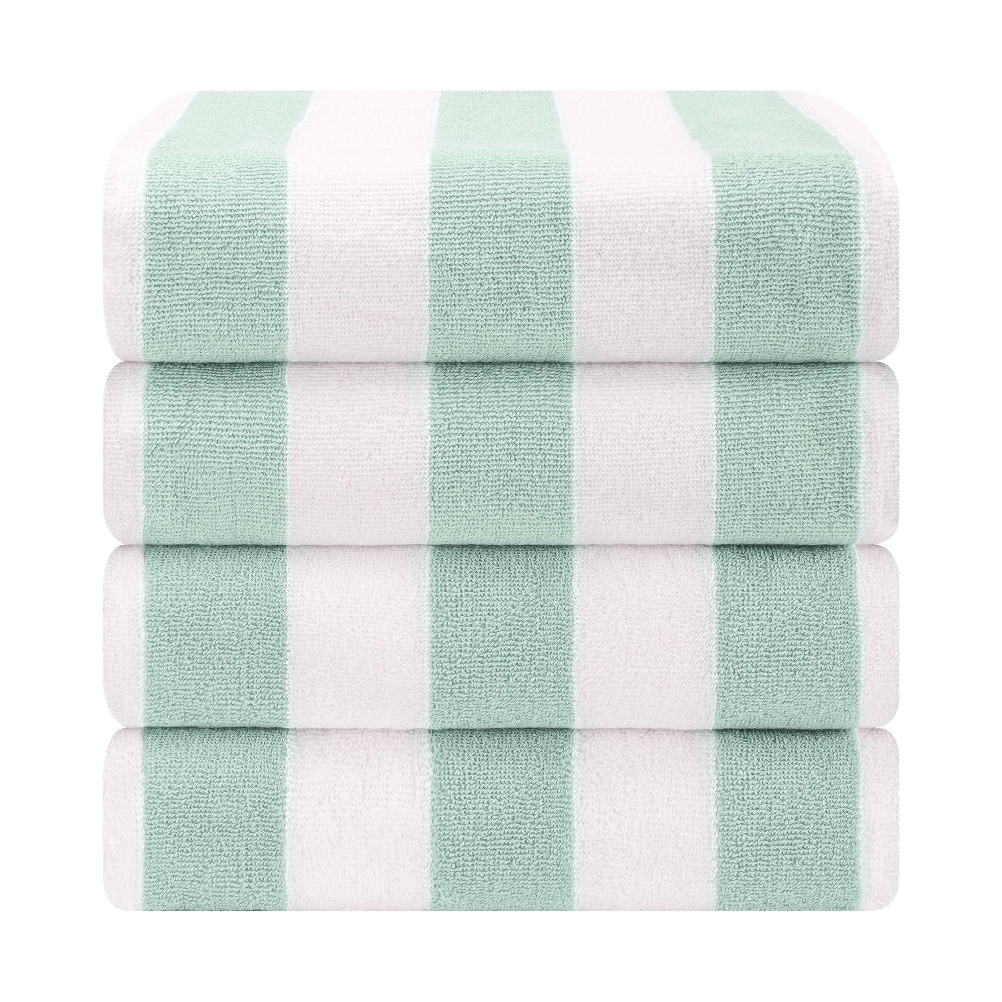 4552a848965e1320d51beed0436b89f92b0c15c14a758fbaec0396529a90411c.jpg American Soft Linen, 100% Cotton 4 Pack Beach Towels, 30" x 60" Cabana Striped Pool Towels, Mint - Image 1
