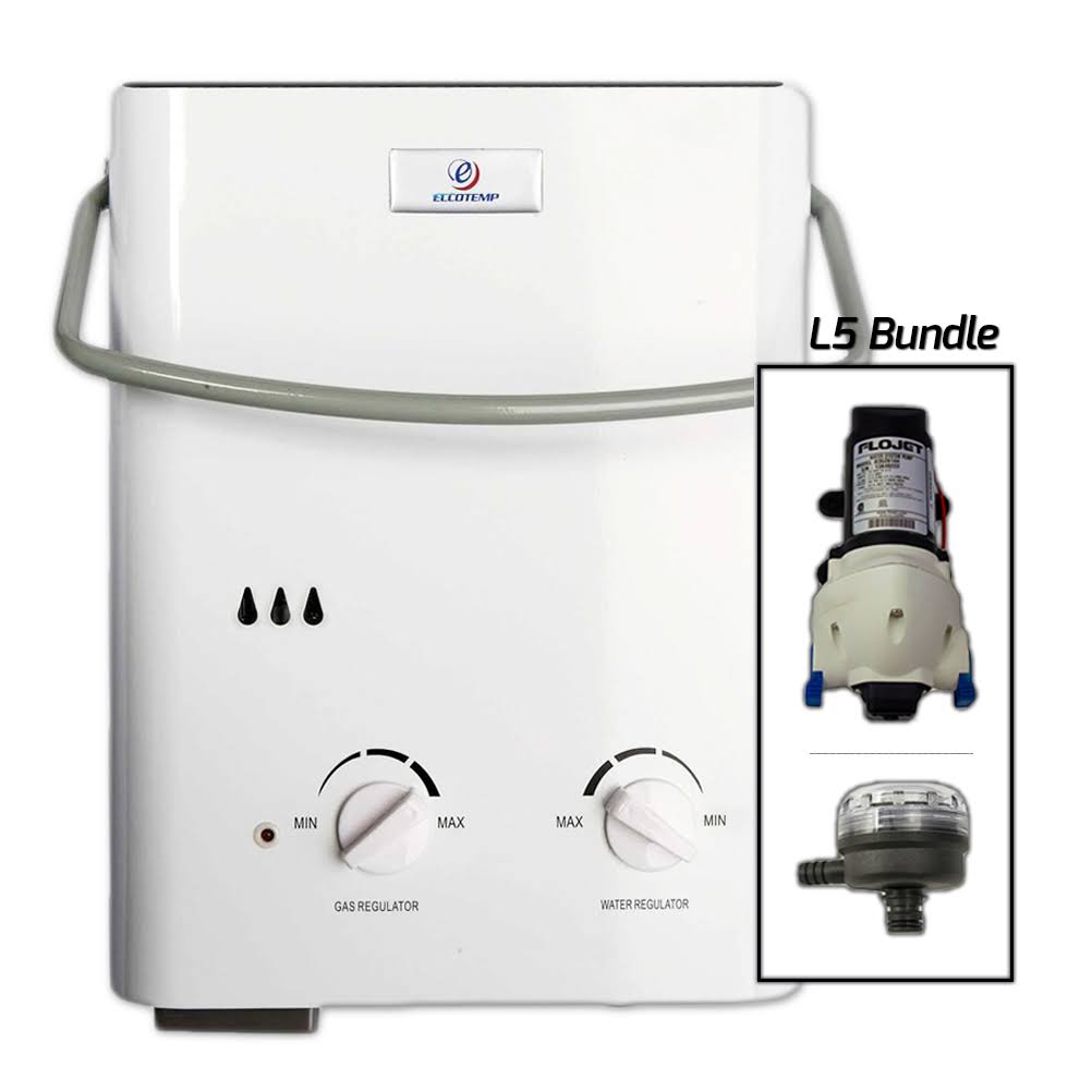455745056fd2a970cb4476f982c4add9253668c61daca2f59ecaa35f85b1f06e.jpg Eccotemp L5 Point-of-Use Outdoor Tankless Portable Water Heater with Flojet Pump and Strainer - Liquid Propane - 1.5 GPM - Image 1