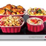 Chefman Compact Glasstop Warming Tray with Adjustable Temperature Control Black