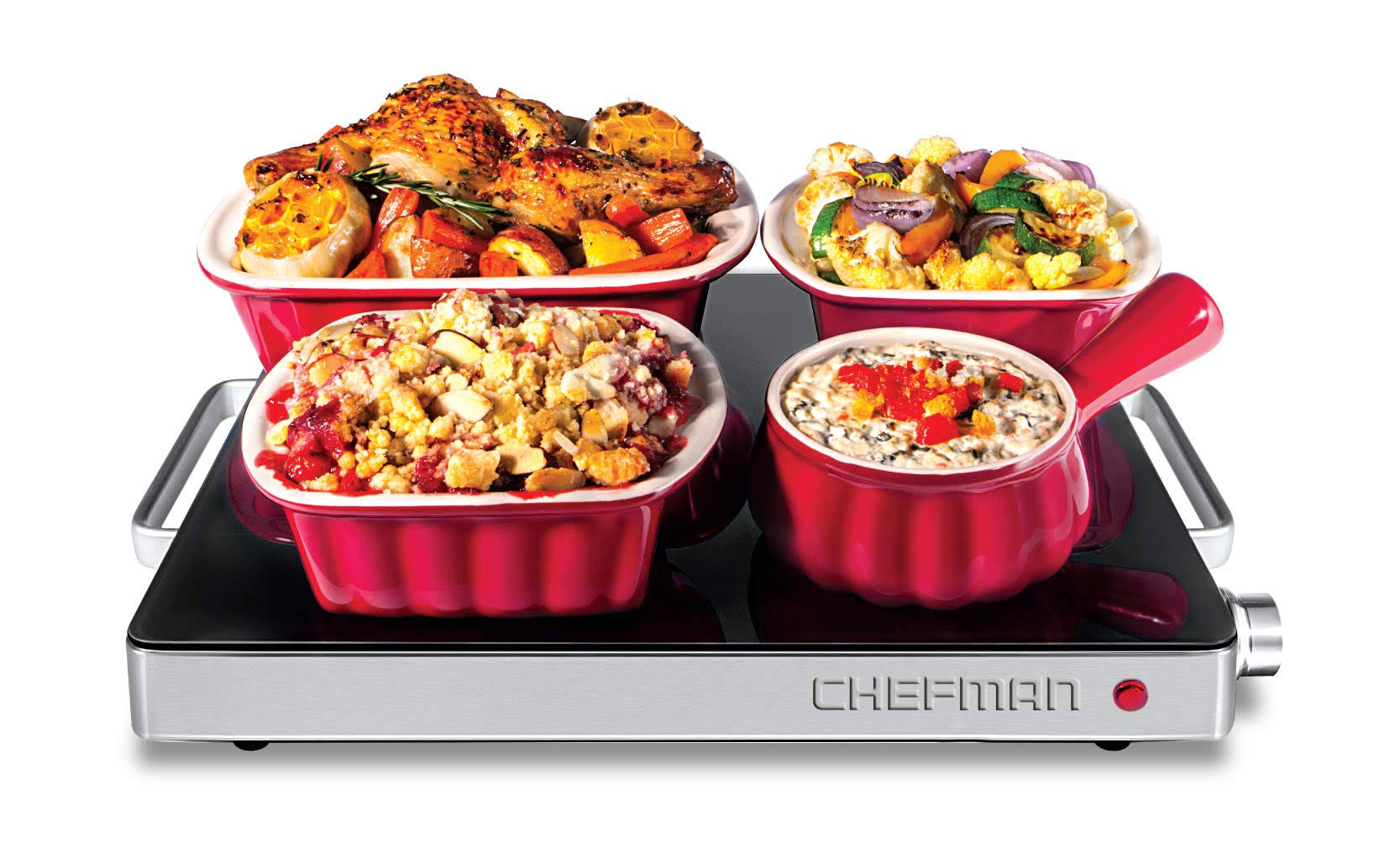 45609b72ec99bceeb903cf585f51240974ab4836f1e6145f93e55aeceb92e729.jpg Chefman Compact Glasstop Warming Tray with Adjustable Temperature Control Black - Image 1
