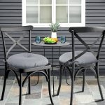 Sweet Home Collection Bistro 15" x 15" Patio Chair Tufted Cushion with Ties, Silver, 2 Pack