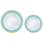 Robin's Egg Blue Premium Plastic Dessert & Dinner Plates Combo Pack 20ct