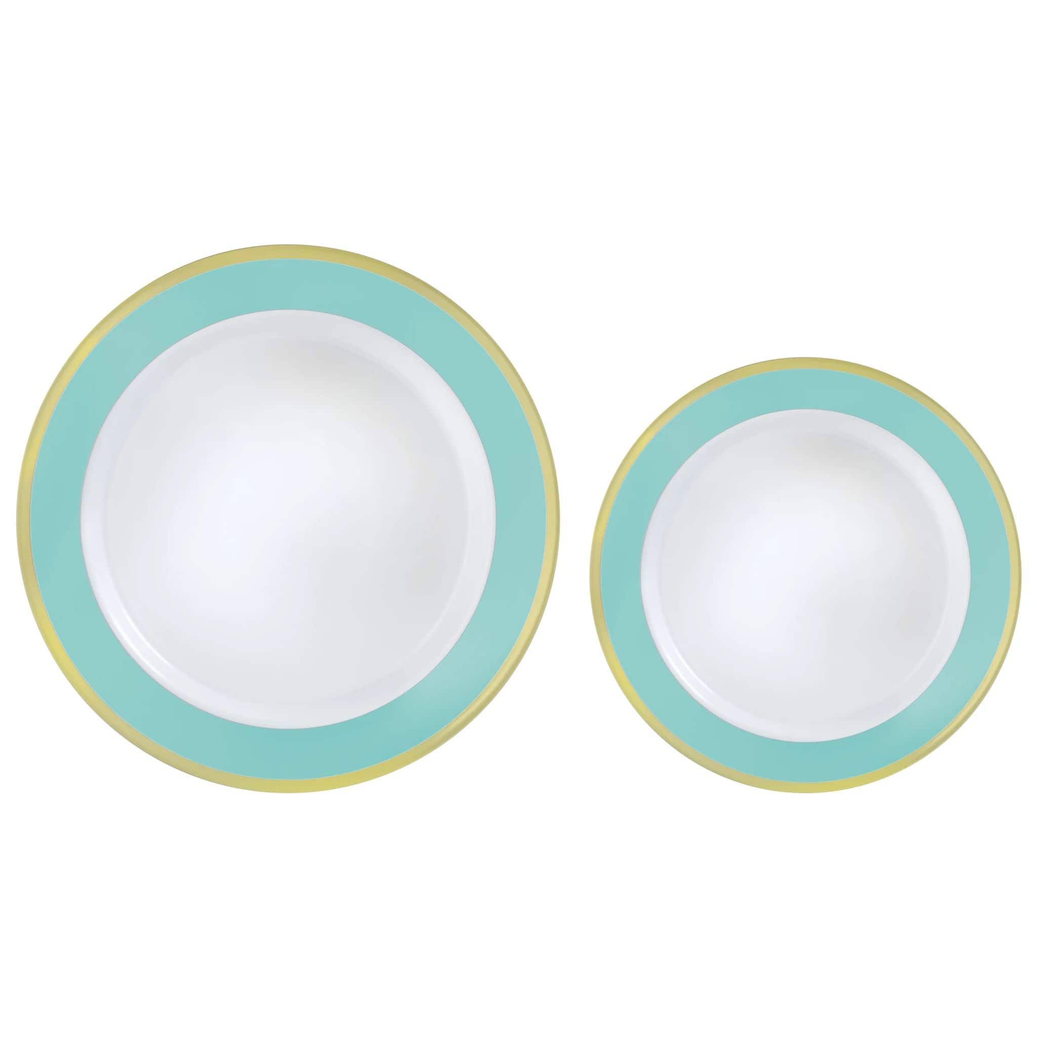 45763c0d7f6b9e89121506e6c9fdfb056cc0742c281a7f8f42c49d9529647d3c.jpg Robin's Egg Blue Premium Plastic Dessert & Dinner Plates Combo Pack 20ct - Image 1