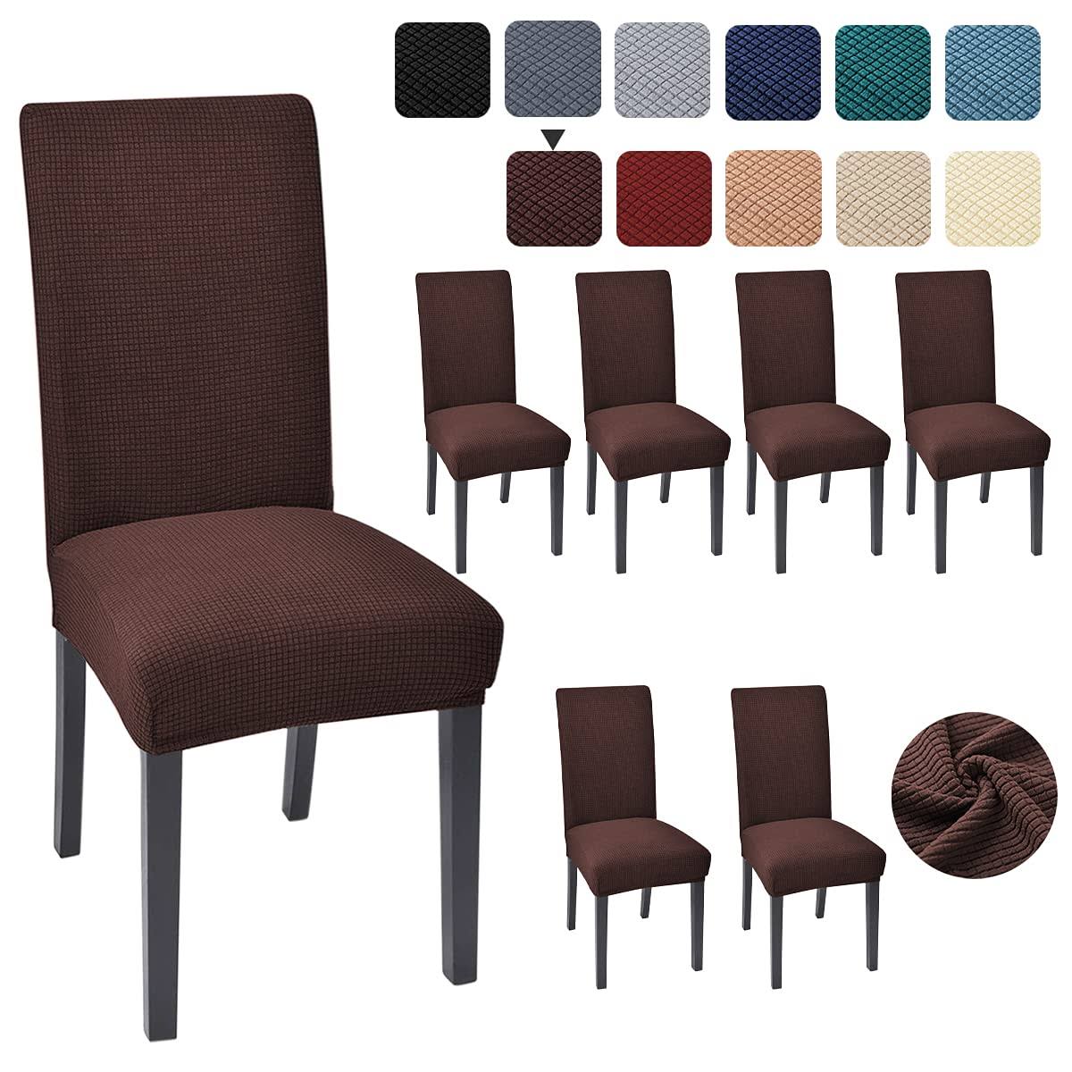 458b888aa5c23f24ad6fb6b3f57de70ae3927a6ae0235ffa2ae96cab429a7890.jpg Aertiavty Chair Covers for Dining Room 6 Pack Chair Seat Cover for Dining Room Kitchen, Parsons Chair Covers Dining Chair Slipcover, Choco - Image 1