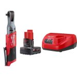 Milwaukee 48-59-2440-2557-20 M12 Fuel 12-Volt Lithium-Ion Brushless 3/8 in.Cordless Ratchet w/4.0 Ah Starter Kit
