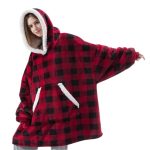 Jiamy Wearable Blanket Hoodie for Women and Men,Warm Sherpa Fleece Oversized Hooded Blanket Sweatshirt with Giant Pocket,One Size Fits All, Adult