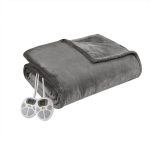 Serta - Plush Heated Blanket - King - Dark Grey