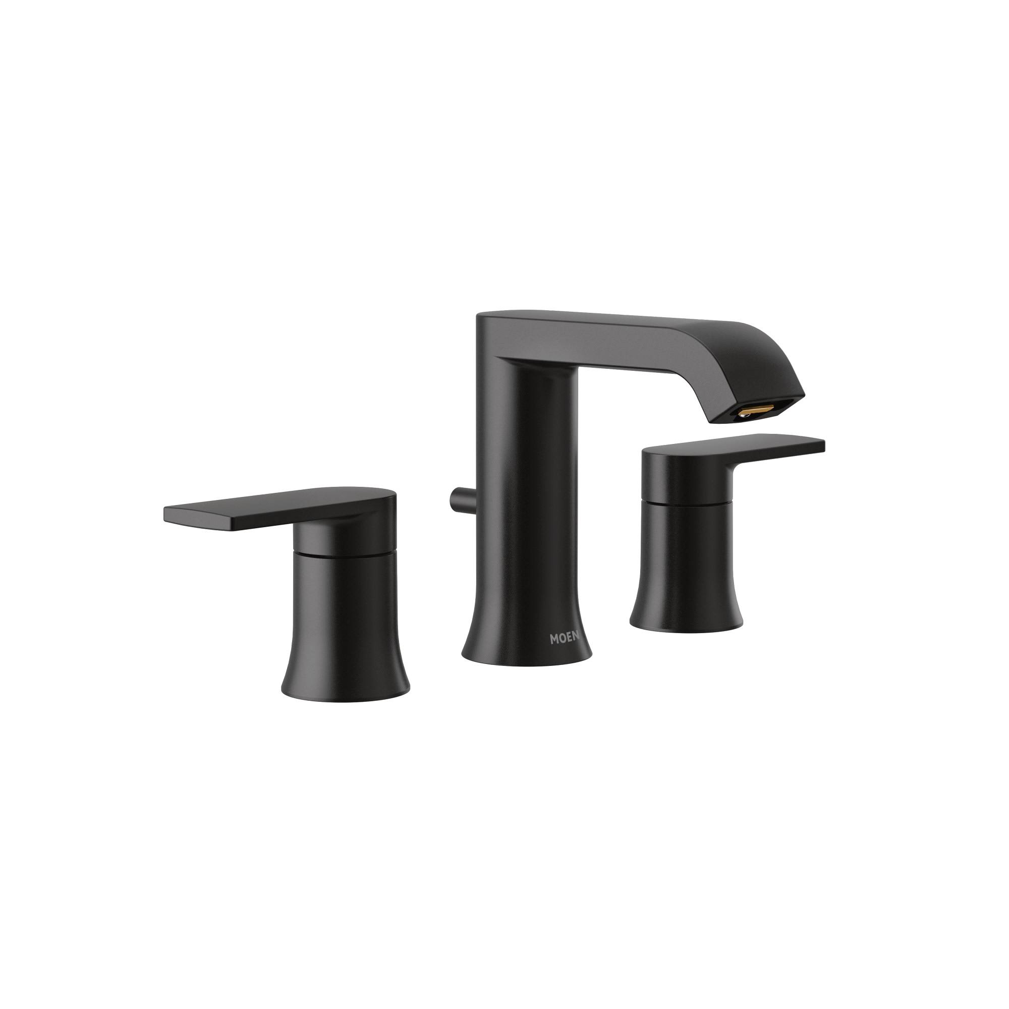 45ad3cd645e6a4ece963382b8ea96bc3d05e65cb2f106bc7c670b294358532ed.jpg Moen T6708BL Genta Two-Handle Widespread Bathroom Faucet, Matte Black - Image 1