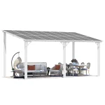 AECOJOY 16'x8' Wall Mounted Gazebos Pergola, White