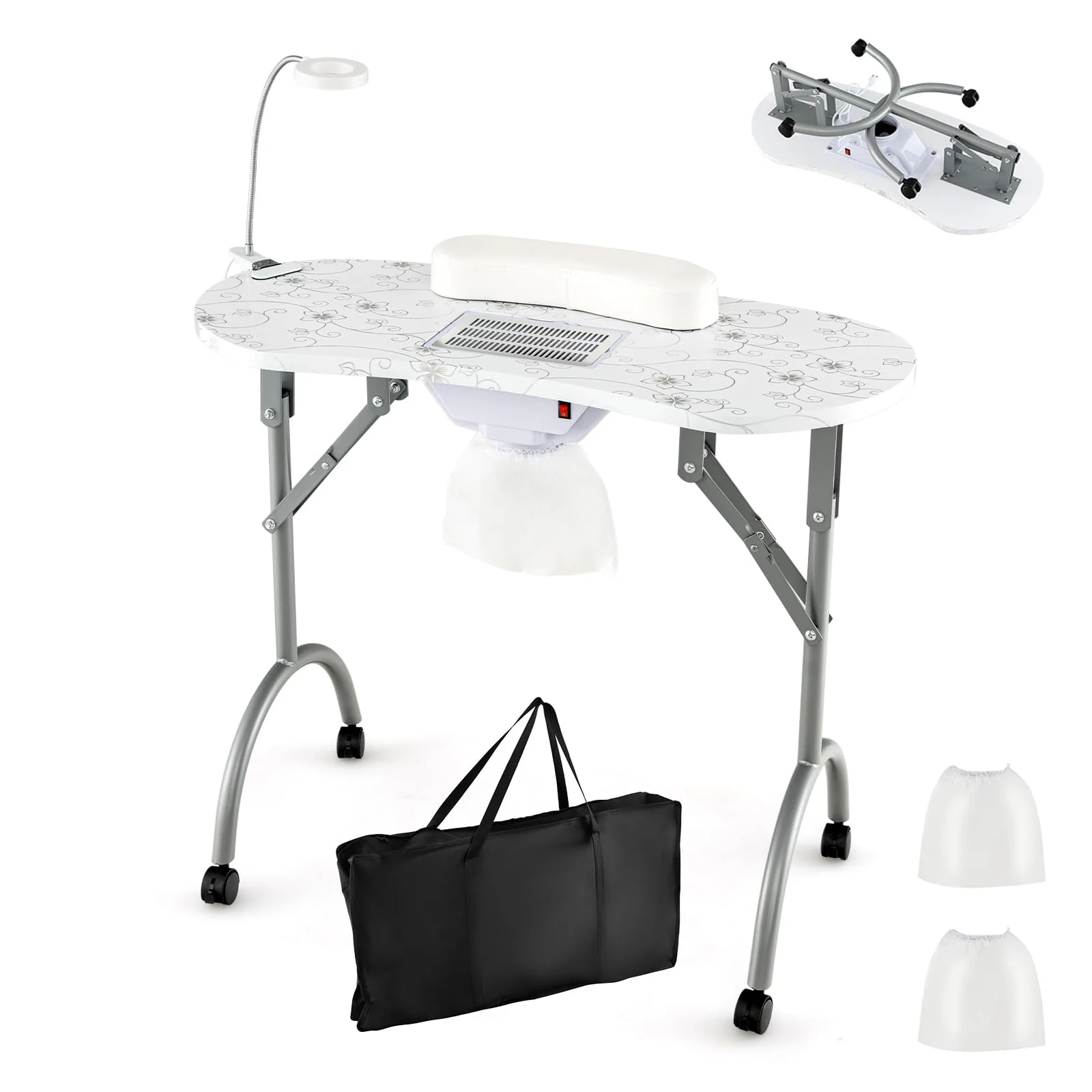 45ef7324b7789a2dc710ae70714295d67377c9118a53fe2bbdfd2a759eda8c4d.webp LDAILY Portable Nail Table with Electric Dust Collector - Image 1