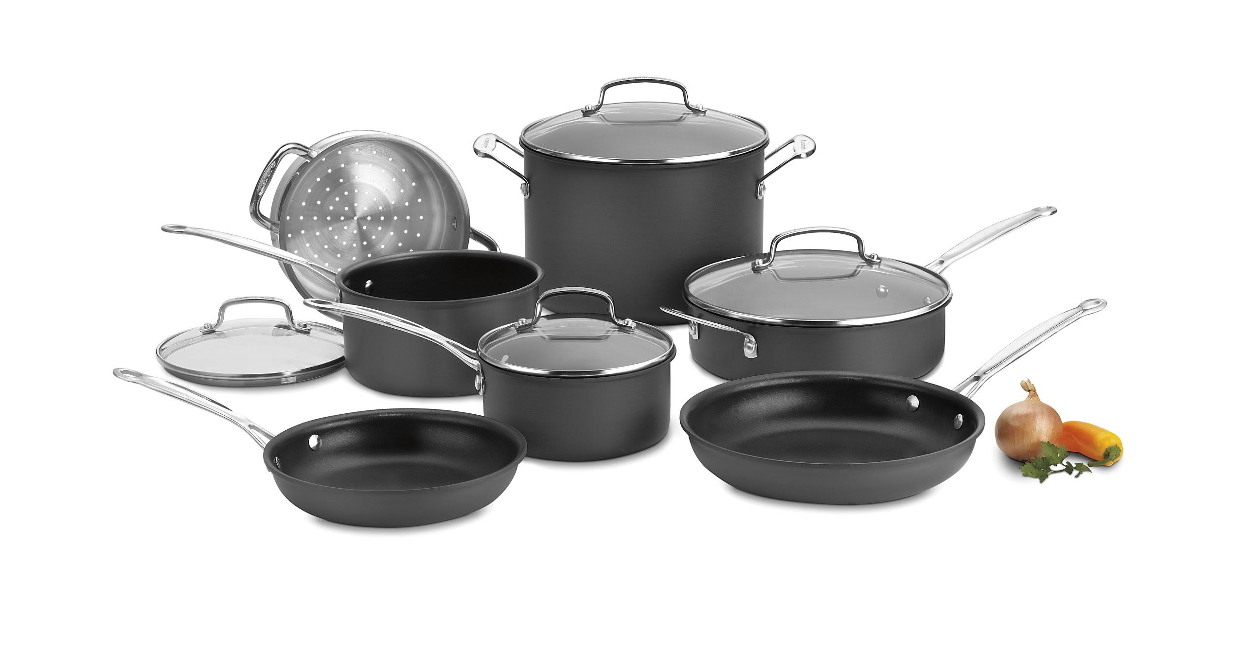 462a7a0c968131a46a8b5381a7c9e3991b02c49276655d11789c2a44c3a6fb2e.jpg Cuisinart Chef's Classic Non-Stick Hard Anodized 11-Piece Cookware Set, Black - Image 1