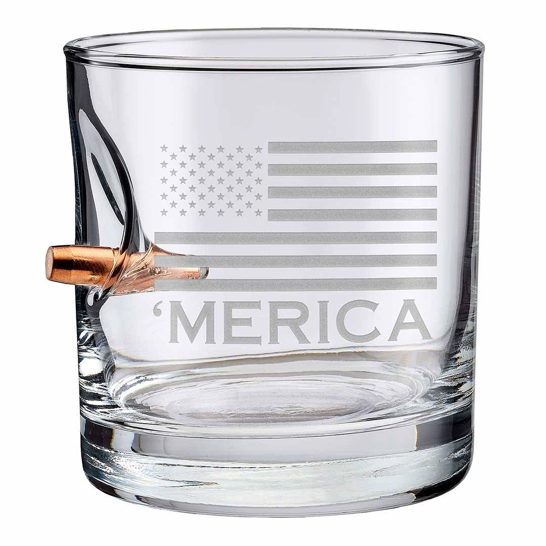462e34cba90c50089b720c21af9e51d184410968910744c2801e5a8466e2ccad.jpg BenShot Merica 11oz Rocks Glass - Image 1