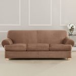 Sure Fit Ultimate Stretch Suede 4-Piece T-Sofa Slipcover, Luggage Brown
