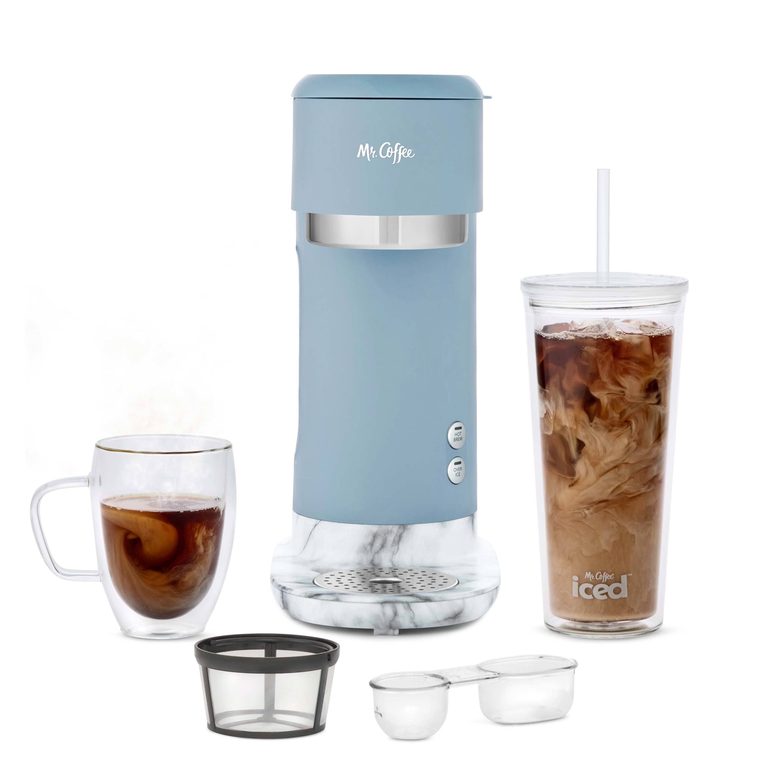 465b1d7afa080fe378f71524b6c6da4503a52df9624de62341059f76085d6aab.jpg Mr. Coffee Single-Serve Iced & Hot Coffee Maker, Blue - Image 1