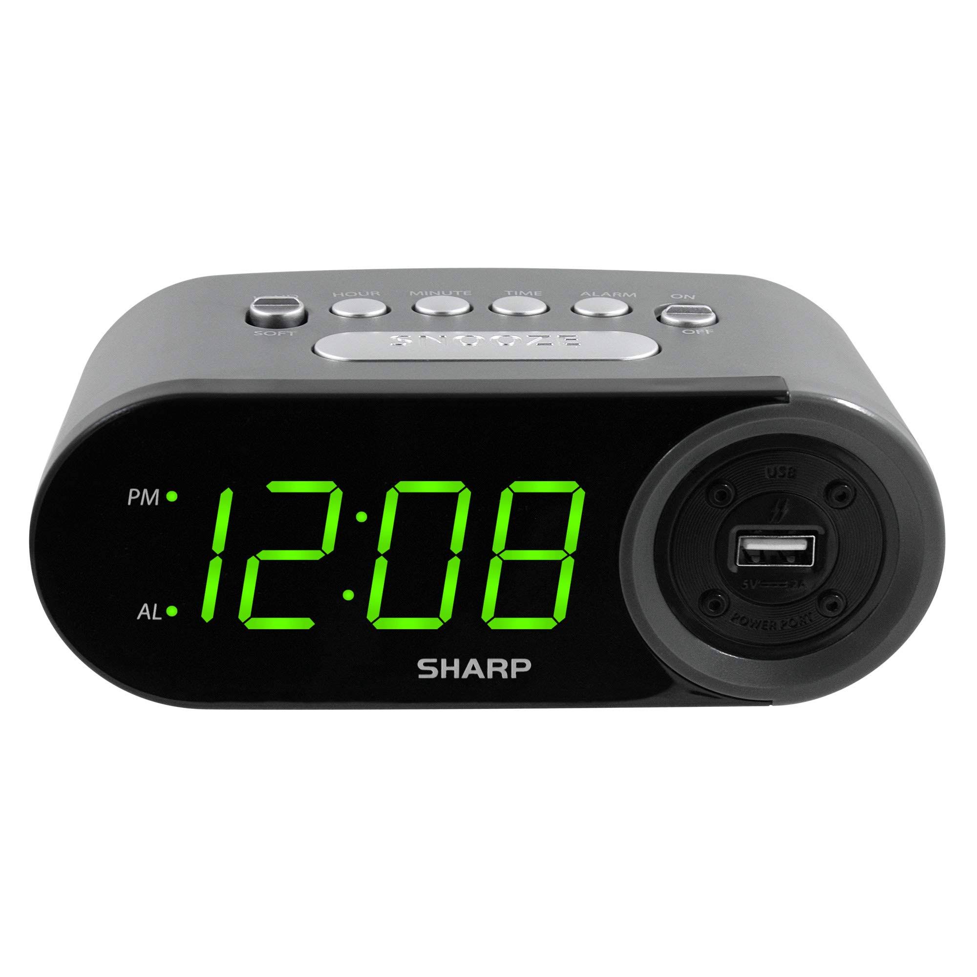 46693bdd033e15e216d28fef24aa9311e88d11f7d709da23f0e416e842ec8b34.jpg Sharp Digital Easy to Read Alarm Clock with 2 Amp High-Speed USB Charging Power Port - Charge Your Phone Tablet with A High Speed Charge! Simple Easy - Image 1