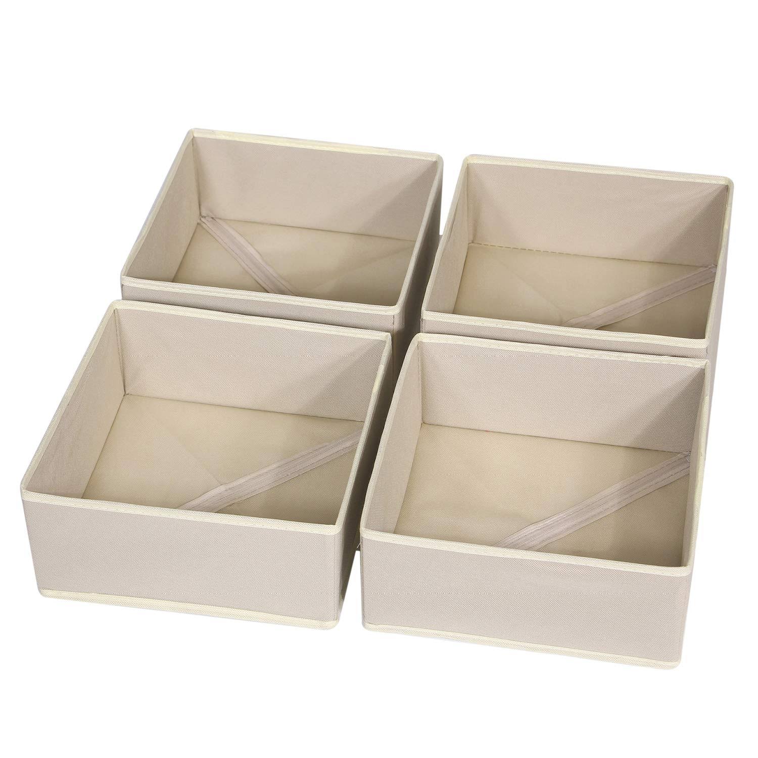 466c16787f14e424eee2c7ceb7e59582f3904980168301b67e64278a653fb778.jpg DIOMMELL 4 Pack Foldable Cloth Storage Box Closet Dresser Drawer Organizer Fabric Baskets Bins Containers Divider for Clothes Underwear Bras Socks - Image 1