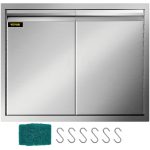 Double Access Door. 30''Wx21''H Outdoor Kitchen Door. Double Wall Stainless Steel Outdoor Cabinets with Hooks. Brushed Steel Access Door BBQ Doors. Easy to Install for BBQ Island Grill Station