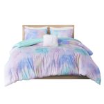 Intelligent Design Cassiopeia Full/Queen Aqua Watercolor Tie Dye Printed Comforter Set