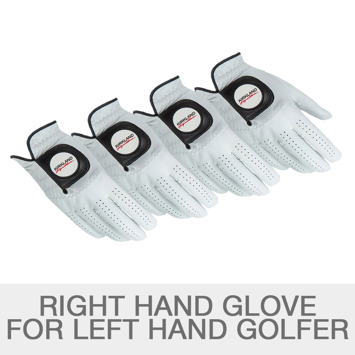 468592be880b37d7ea654417611c819a1cb08844c4e09605ae098995214fdb06.jpg Kirkland Signature Leather Golf Glove Left Handed, 4 - Pack - Image 1