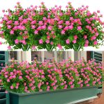 TEMCHY 8 Bundles Outdoor Artificial Fake Flowers No Fade UV Resistant Faux Plastic Plants for Hanging Planter Patio Yard Wedding Indoor Home Kitchen