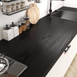 Livelynine Black Wood Contact Paper Kitchen Cabinet Vinyl Wrap Waterproof Contact Paper Wood Black Wall Paper Roll Adhesive Kitchen Countertop