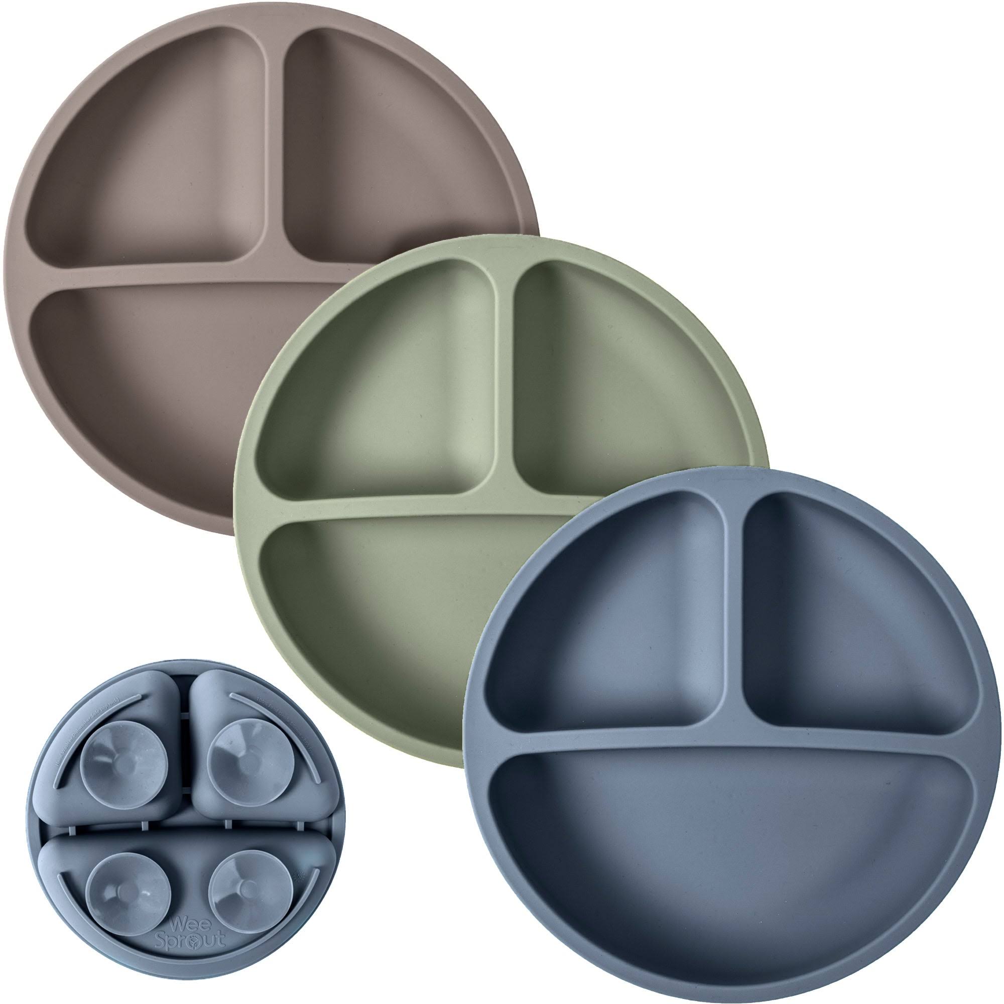 46db841151c15ef799a4a3c12294958eed2beff3ebfc7112bb347d965a6db617.jpg WeeSprout Kids Divided Suction Plates - Image 1