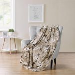 Vcny Decorative Throw Blanket: Cherry Blossom Design Accent for Couch or Bed, Colors: Dark Beige White Pink Black