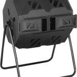 43 Gallon Compost Bin Outdoor Tumbling Composting Bins Compost Tumbler Bucket Trash Can w/ Dual Chamber Sliding Doors for Garden Patio, Black Door