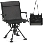 AECOJOY No Cushion Hunting Chair, Durable Metal Frame, Silent Swivel for Outdoor Shooting & Fishing