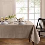 Elrene Home Fashions Continental Solid Texture Water and Stain Resistant Tablecloth, 52"x52" Square, Taupe