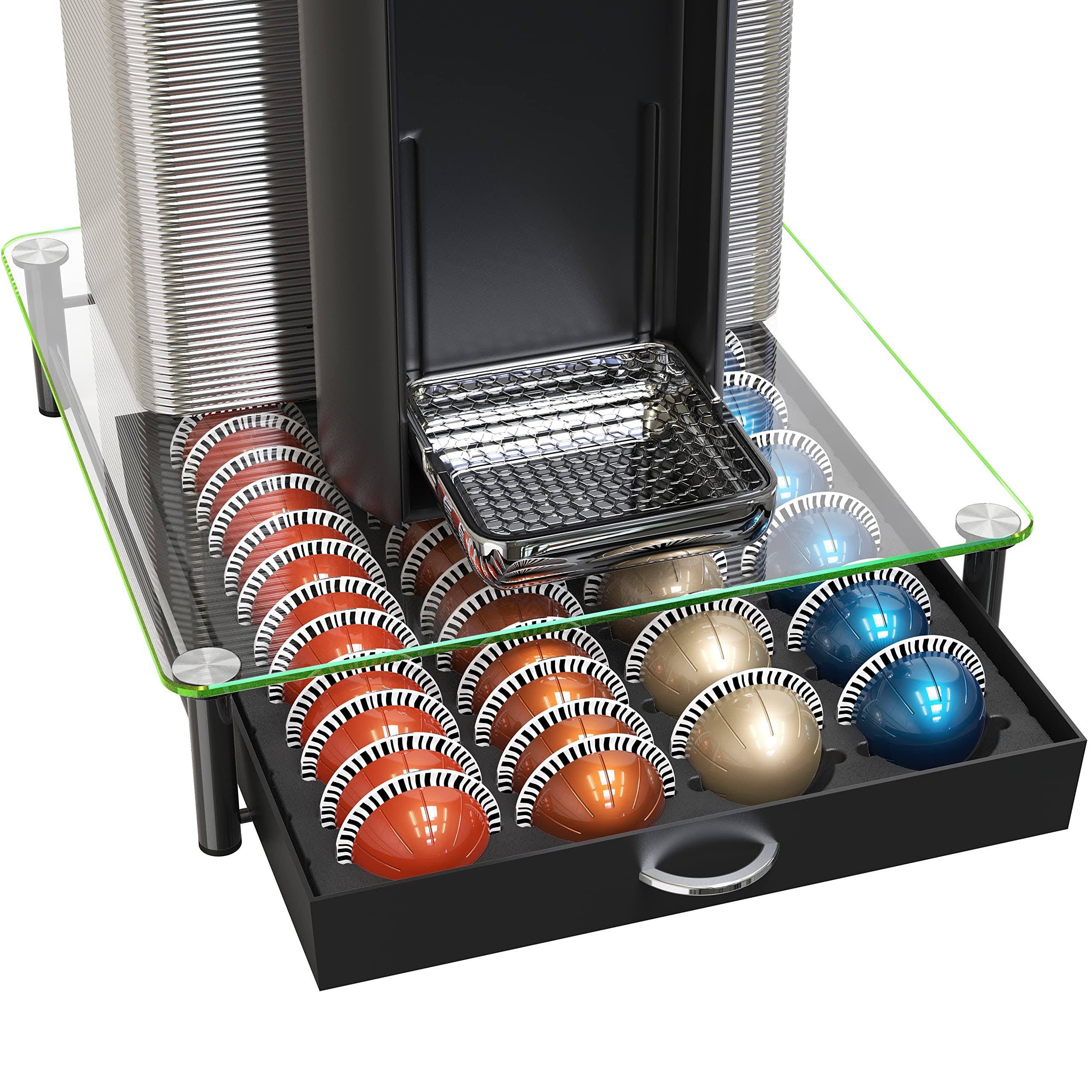 474d0a11d1c1242782ba94e5e940e7e668b6bf57aa5556765e3c72100191f6a2.jpg Decobros Crystal Tempered Glass Nespresso VertuoLine Storage Drawer Holder for - Image 1