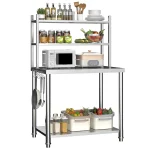 AECOJOY Stainless Steel Table with Overshelves 30"x24" Prep Table for Commercial