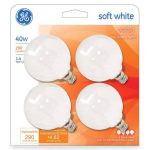 GE Candelabra Base Incandescent Globe Light Bulb, Soft White, 40W - 4 pack