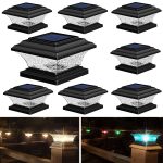 HUYIENO Solar Post Cap Lights Outdoor LED Lighting Deck Fence Cap Light Two Light Modes Warm White/7 RGB Color Changing LED Suitable for 4x4 5x5