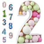 Mosaic Balloon Frame Marquee Light Up Numbers 2 Pre-Cut Large Foam Board Sign Cut-Out for Boy Girl Birthday Backdrop Anniversary Decoration