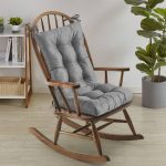 Sweet Home Collection Rocking Chair Cushion 2 Piece Tufted Non Slip Set of Upper and Lower Cushions, Gray