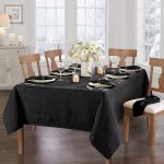 Elrene Caiden Elegance Damask Tablecloth - 60" x 84" Oblong - Black