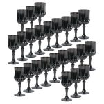 48 PC Bulk Black Patterned Plastic Wine Glasses 6" 8 oz