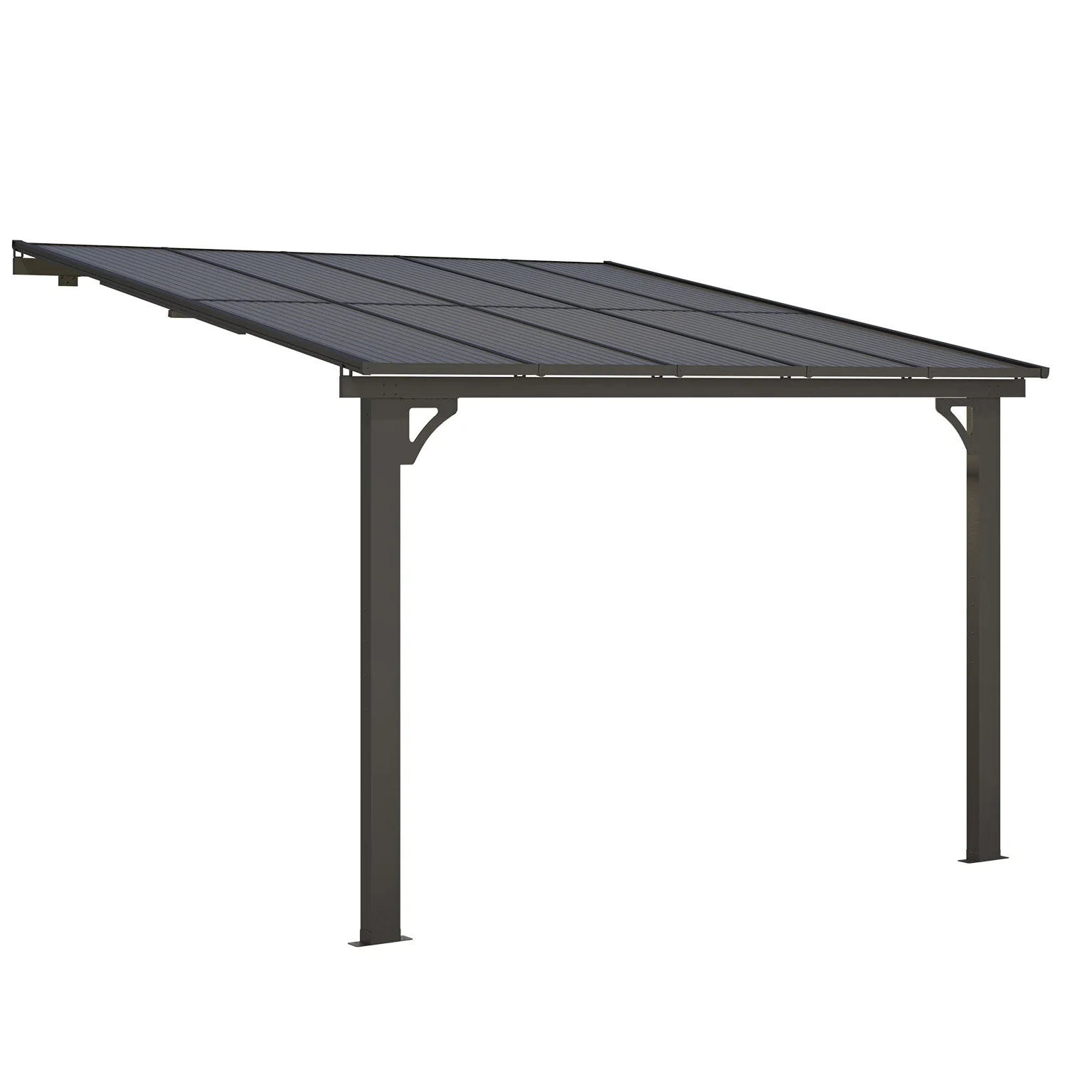 47d344dfaf4e1f84fe2fbede8d402c64add49ebb7b6c0455419d2f3496349fda.webp AECOJOY 10'x10' Adjustable Height Wall Mounted Outdoor Gazebos Pergola - Image 1
