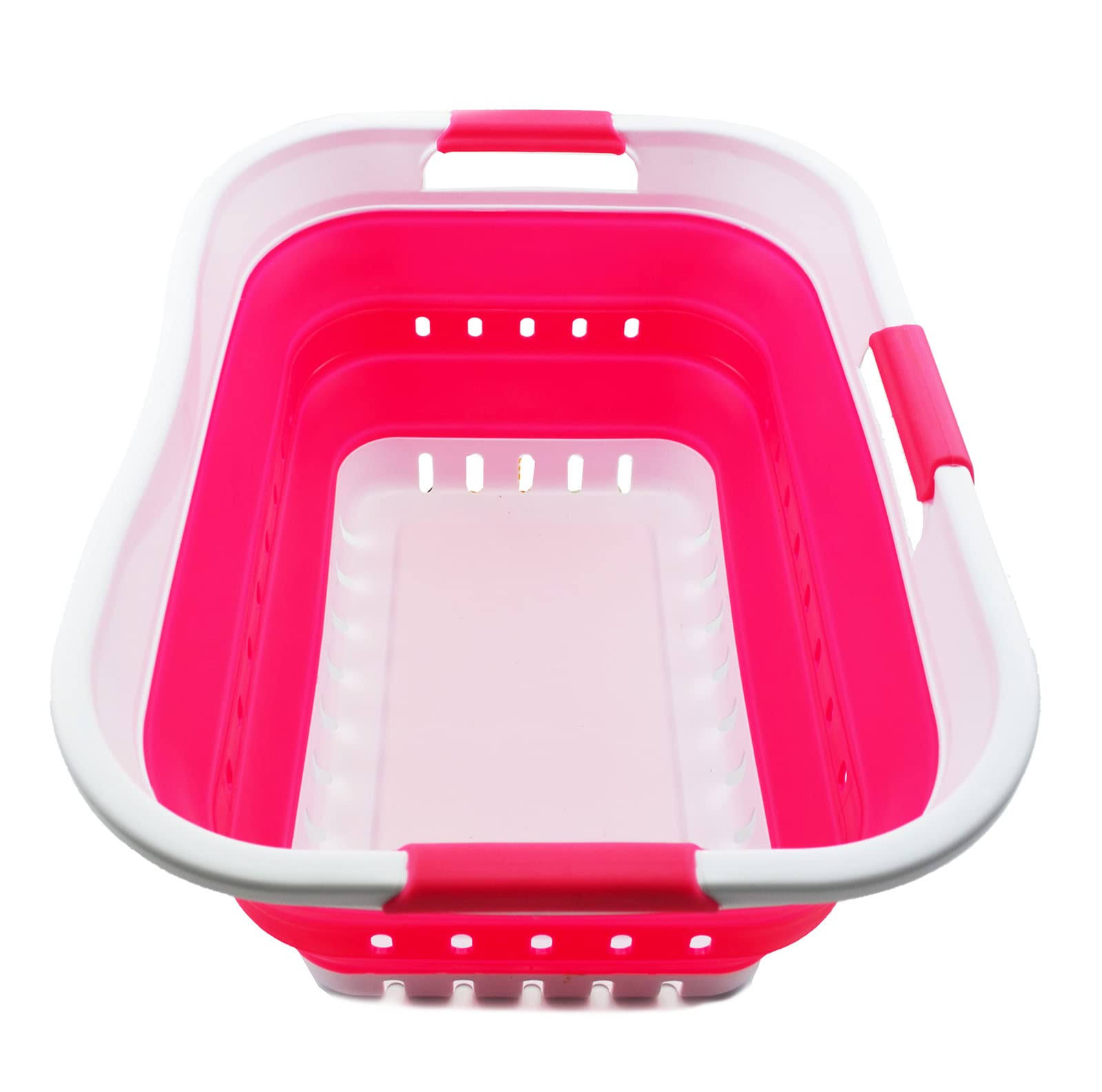 47d5249bfa0aa794c37eb7f9409044dfc94d34566b4008763814ed710a98a3d7.jpg SAMMART 30L (8 Gallon) Collapsible 3 Handled Plastic Laundry Basket - Foldable Pop Up Storage Container/Organizer - Portable Washing Tub - Space - Image 1