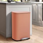 50 Liter / 13 Gallon Kitchen Trash Can with Lid, Stainless Steel Trash Can with Foot Pedal and Plastic Inner Bucket, Fingerprint-Resistant Soft