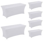 HAORUI 6pcs Stretch Tablecloth 6ft Spandex Table Cover for Craft Exhibitions Wedding Party Show (6ft White)